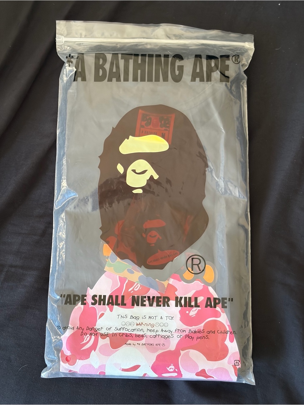 Bape Short Sleeve Tee - pink with a gorilla